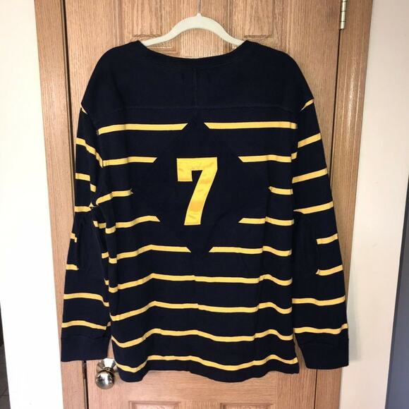 Polo Ralph Lauren Crest #7 Striped L/S Shirt Men's XL Thick Rare, Elbow Patches - Picture 5 of 8